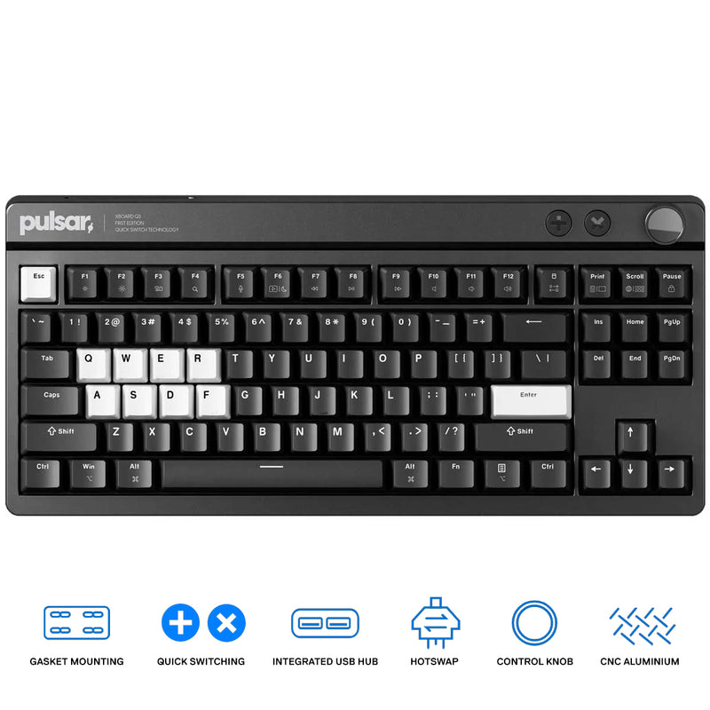 Pulsar XBOARD QS Mechanical Gaming Keyboard with Quick Switching Technology, Win/Mac Switch Key (Black) (PWKXBQSO1)