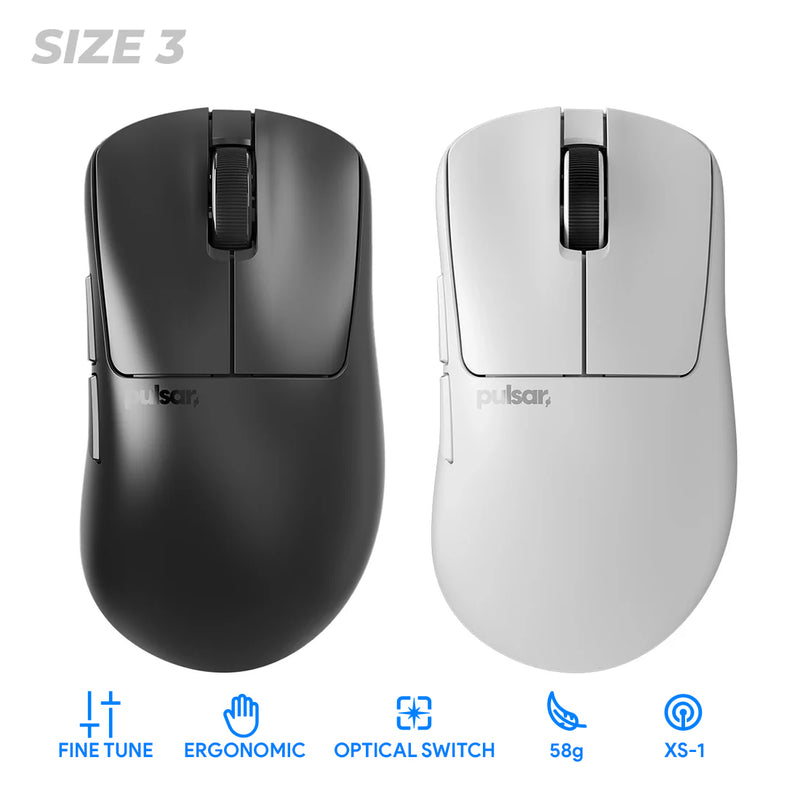 Pulsar Xlite V4 Ultralight Weight eSports Mouse Size 3 (Black, White) (PXL431, PXL432)