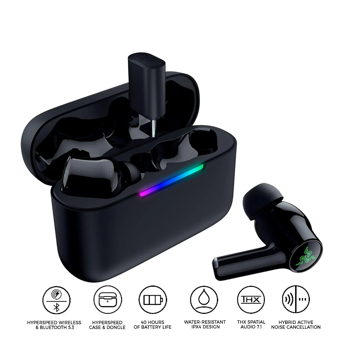 Razer Hammerhead V3 HyperSpeed Wireless Multi-Platform ANC Gaming Earbuds (Black)