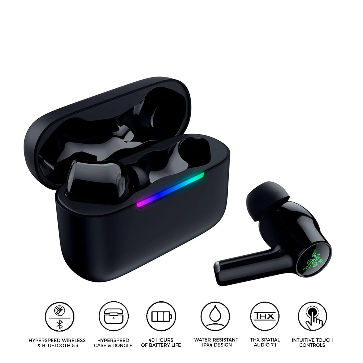 Razer Hammerhead V3 X HyperSpeed Wireless Multi-Platform Gaming Earbuds (Black)