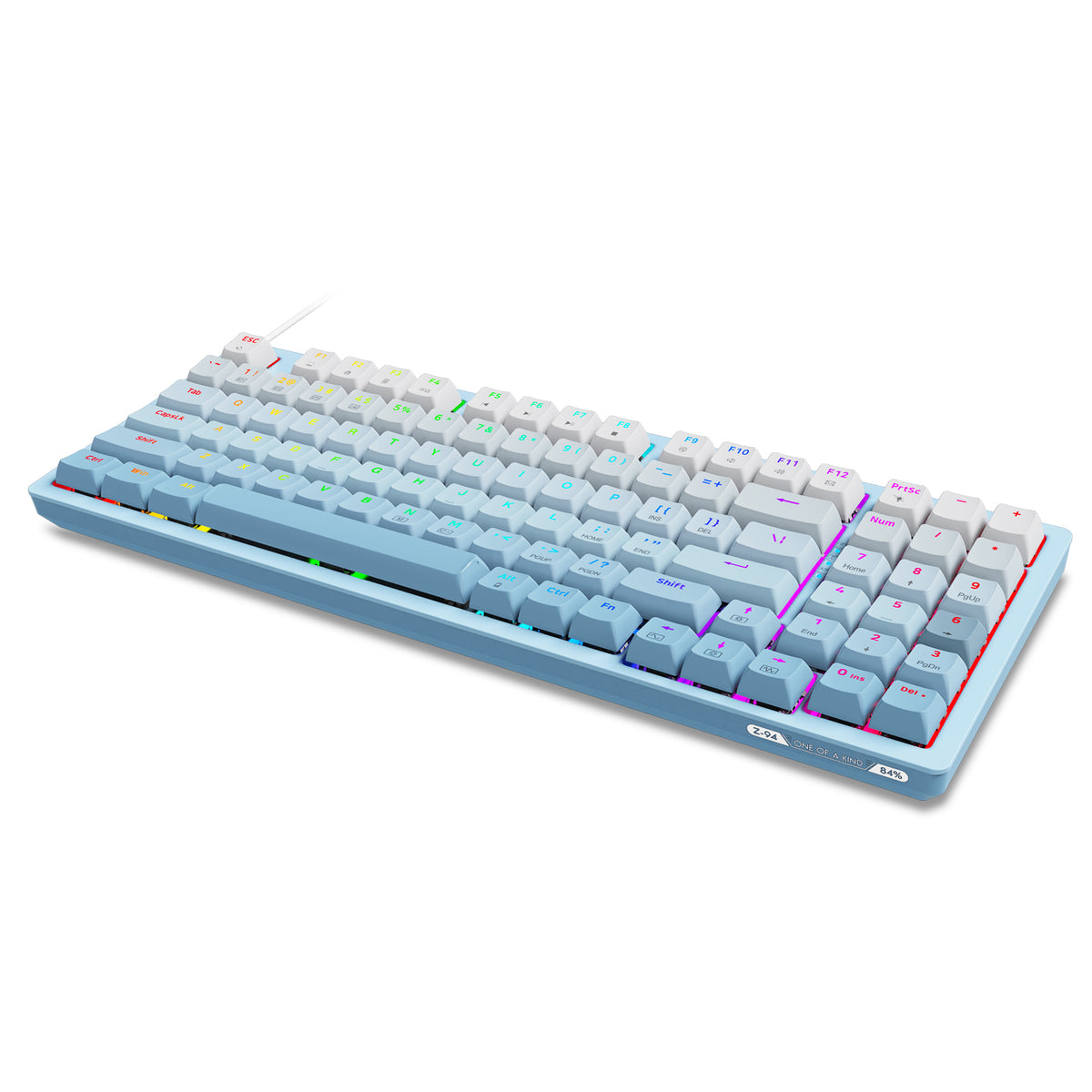 E-Yooso Z-94 Tri-Mode RGB 94-Keys Hot-Swappable Mechanical Keyboard White/Blue (Linear White switch)