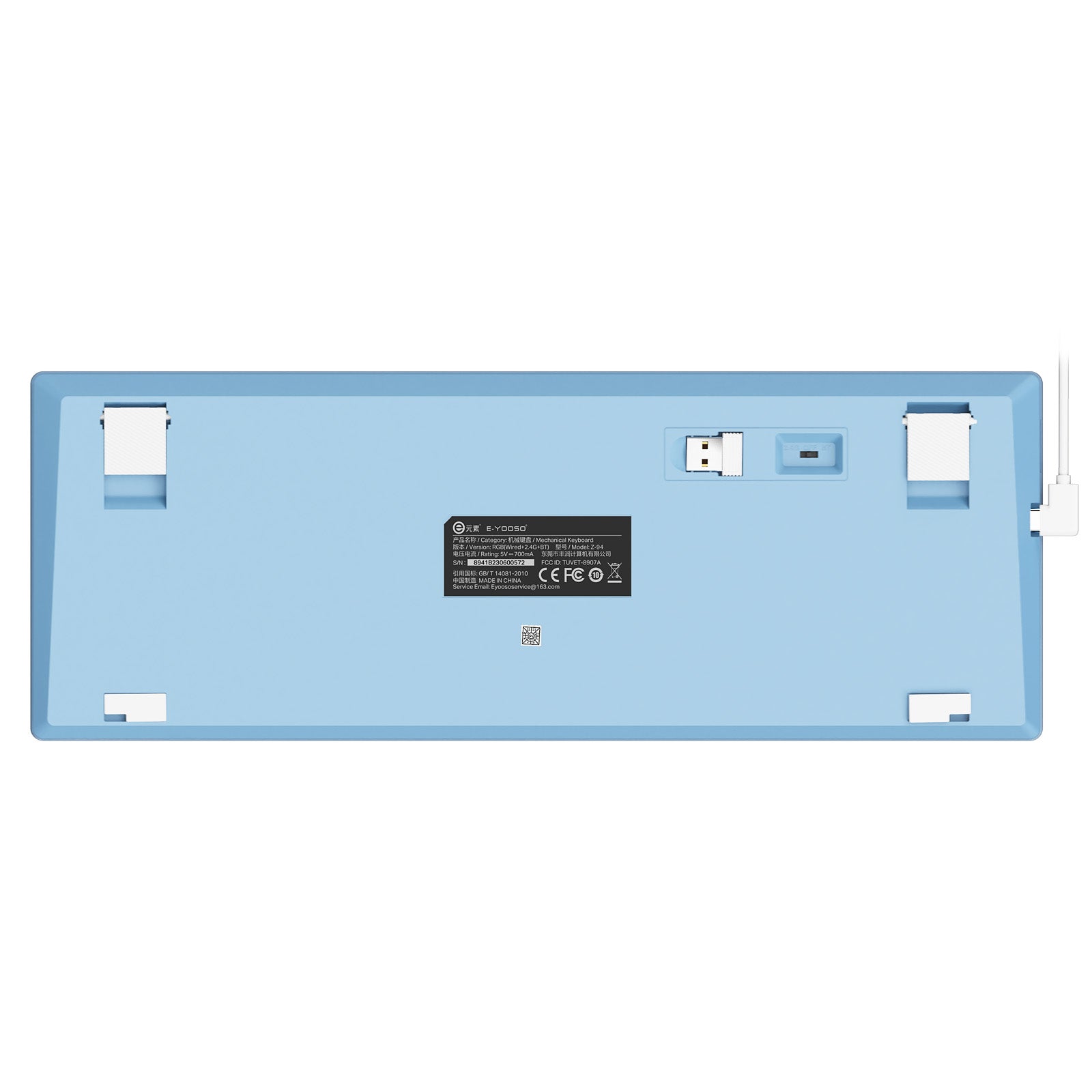 E-Yooso Z-94 Tri-Mode RGB 94-Keys Hot-Swappable Mechanical Keyboard White/Blue (Linear White switch)