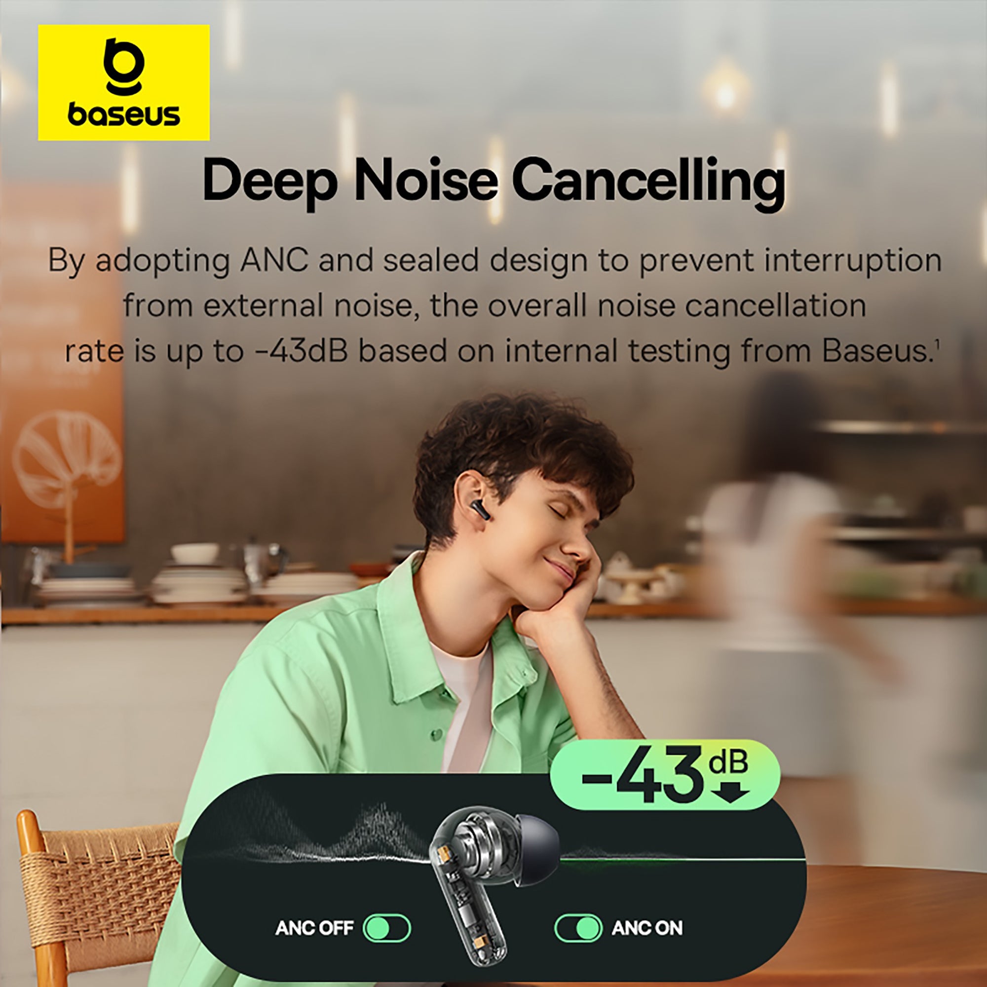 Baseus Bass BP1 NC Noise-Cancelling Earbuds (Cosmic Black, Moon White, Galaxy Blue, Baby Pink)