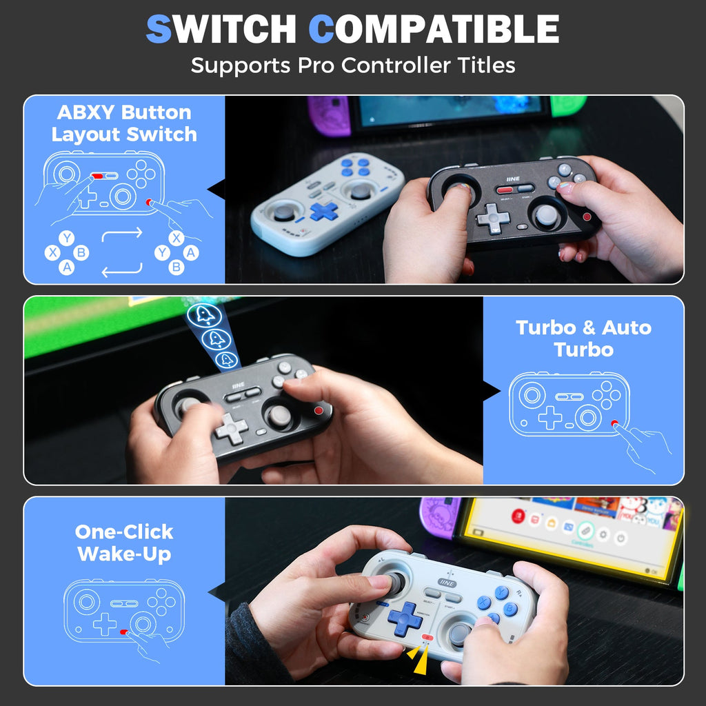 IINE Palm-Sized Retro Chronos Controller (Vintage Grey, Classic Black ...