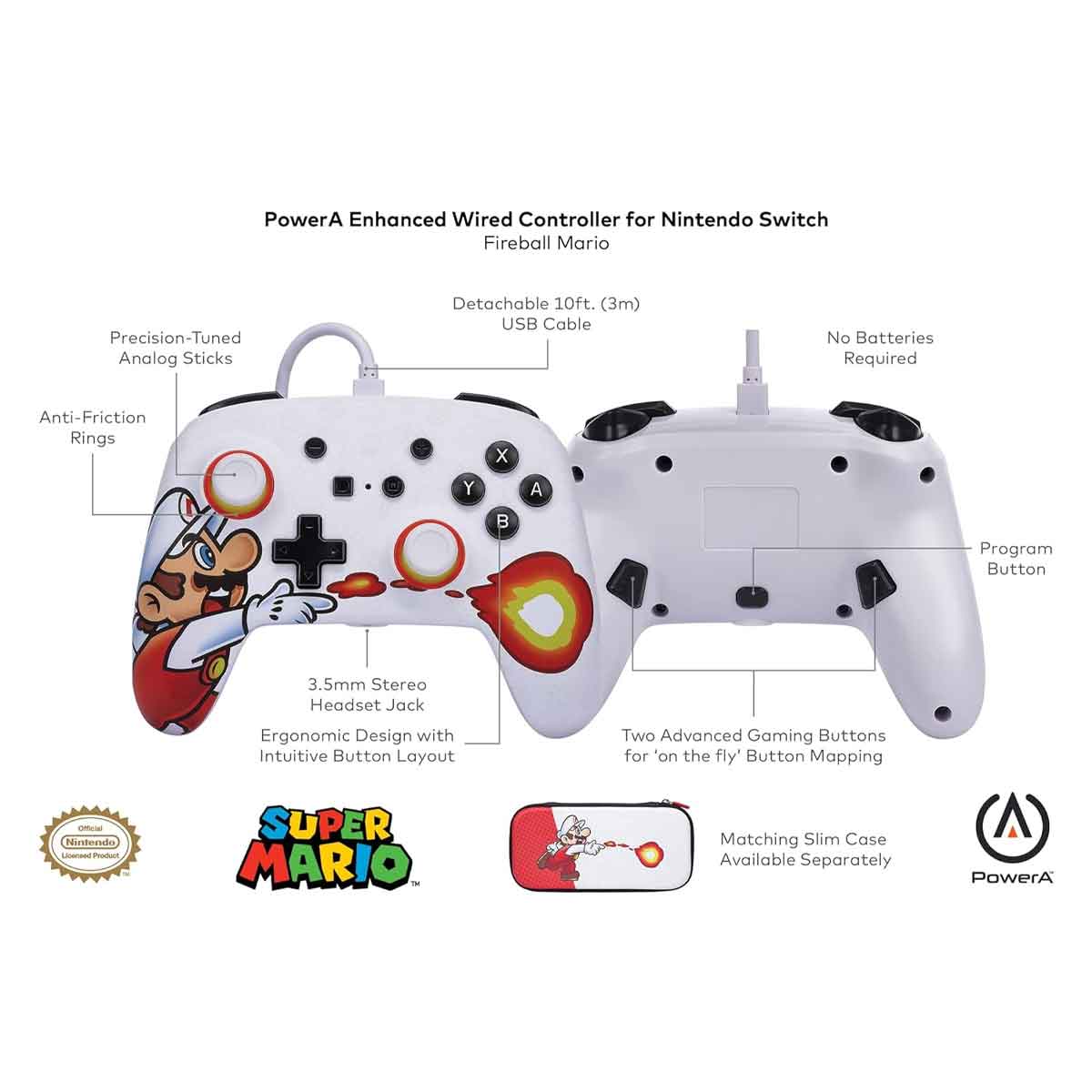 Power A Enhanced Wired Controller for Switch (Fireball Mario)