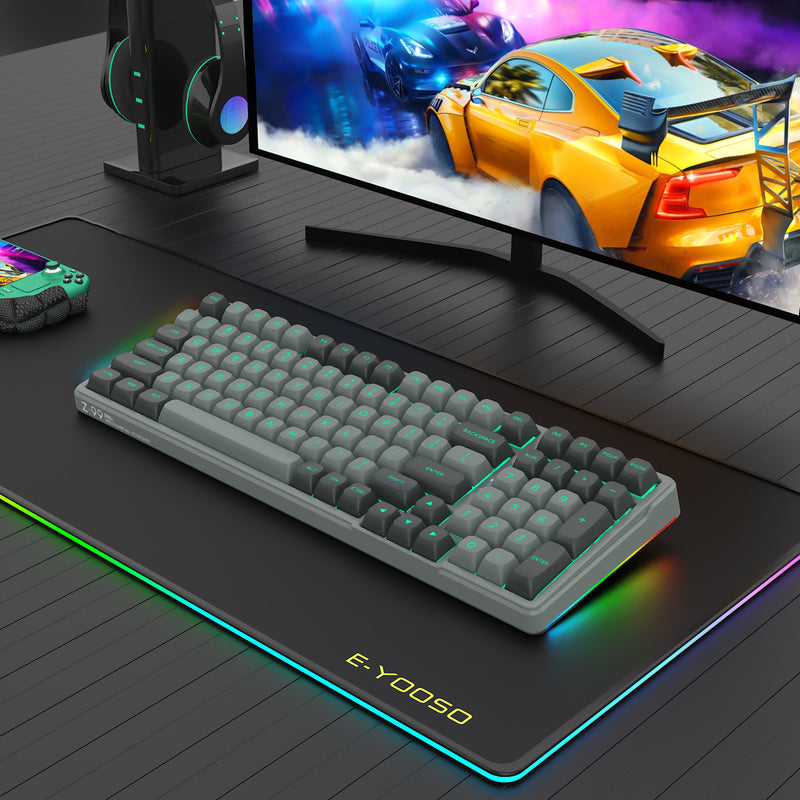 E-Yooso Z-99 Kremiige Mechanical Keyboard, QWERTY Hot Swappable, Pre-Lubricated Linear Switch, Cast Construction with Soundproofing Foam, RGB E-Yooso Z-99 Kremiige Mechanical Keyboard, QWERTY Hot Swappable, Pre-Lubricated Linear Switch, Cast Construction with Soundproofing Foam, RGB