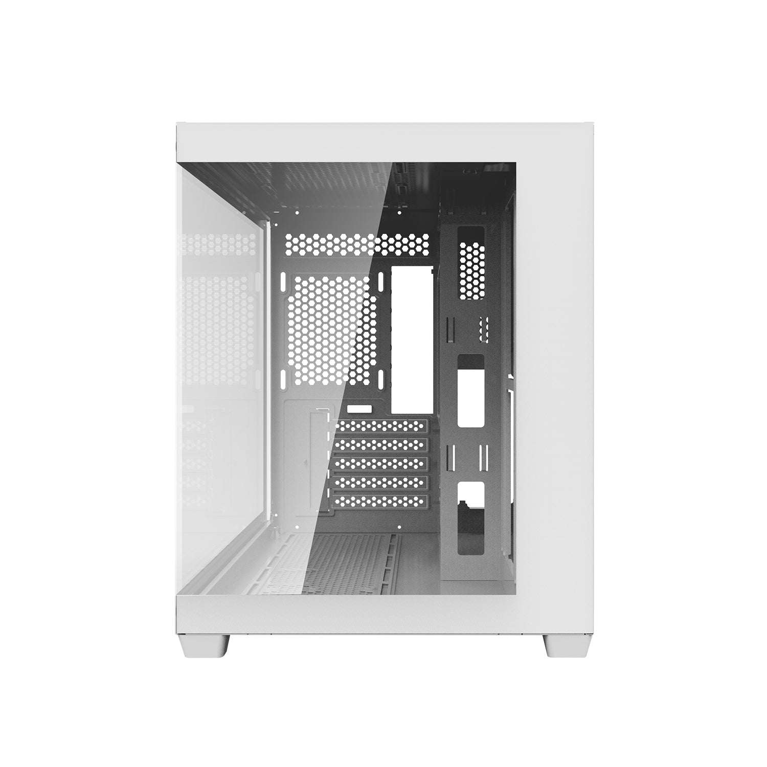 DarkFlash C285MP Exquisite M-ATX PC Case Tempered Glass Panoramic Side Transparent (White)
