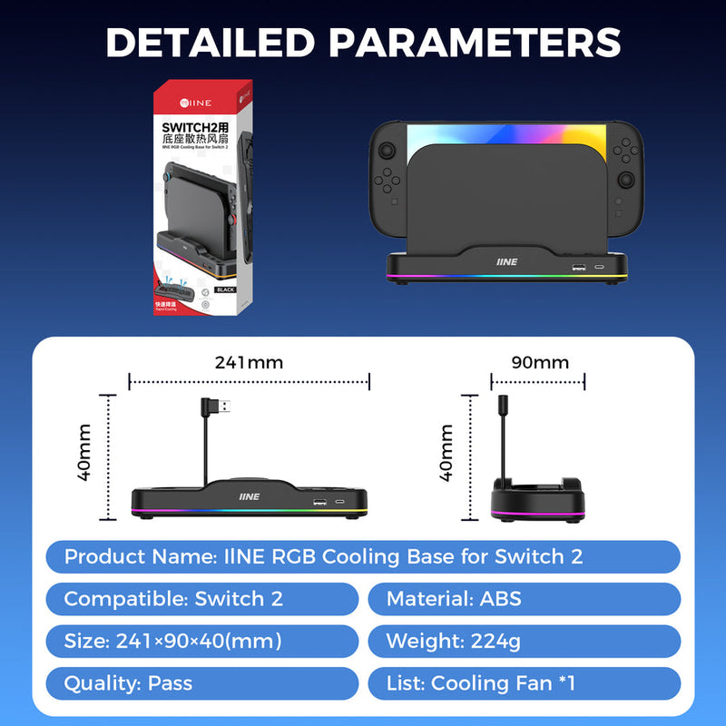 IINE RGB Cooling Base for Nintendo Switch 2 (Black) (L1101)