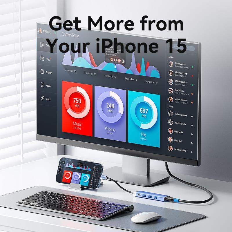 Vention 5-in-1 USB-C Docking Station - USB-C to HDMI + USB 3.0 x 3 + PD - 0.15M (Blue) (TGESB)