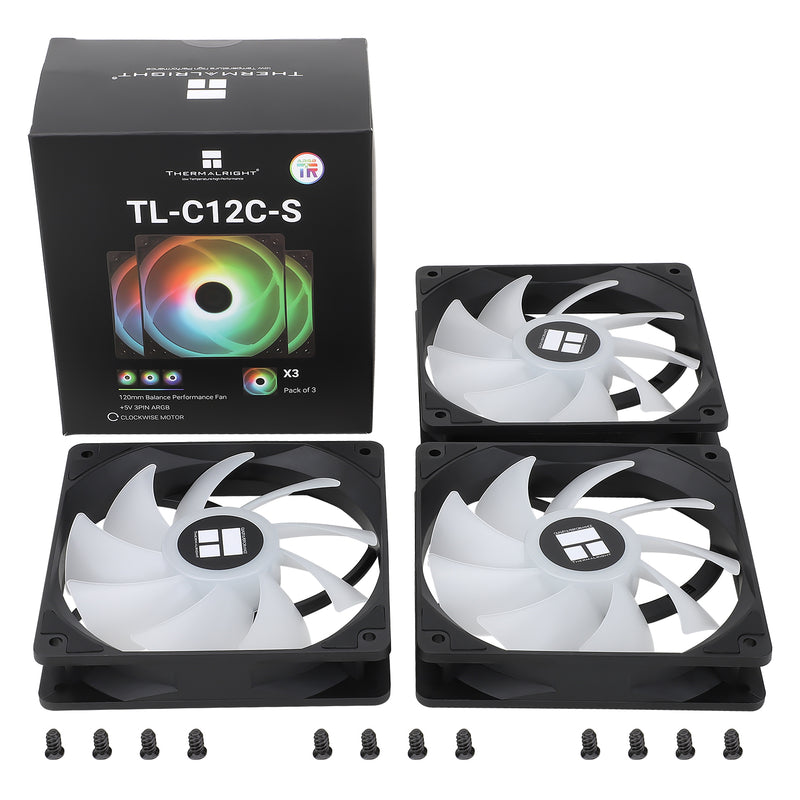 Thermalright TL-C12C-S ARGB 120mm High Performance PWM Case Fan (Black) (3-Pack)