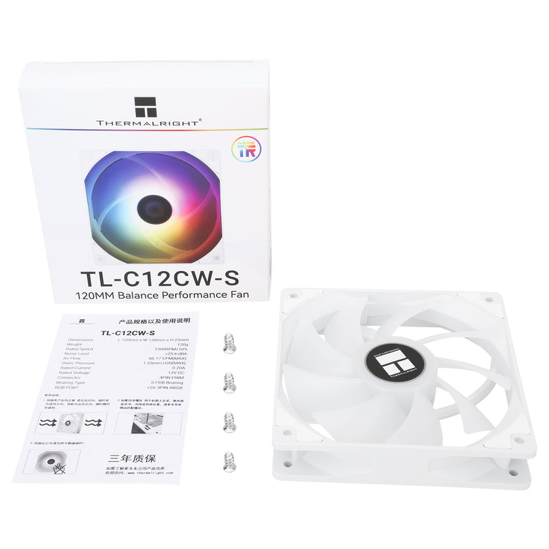 Thermalright TL-C12CW-S ARGB 120mm High Performance PWM Case Fan (White)
