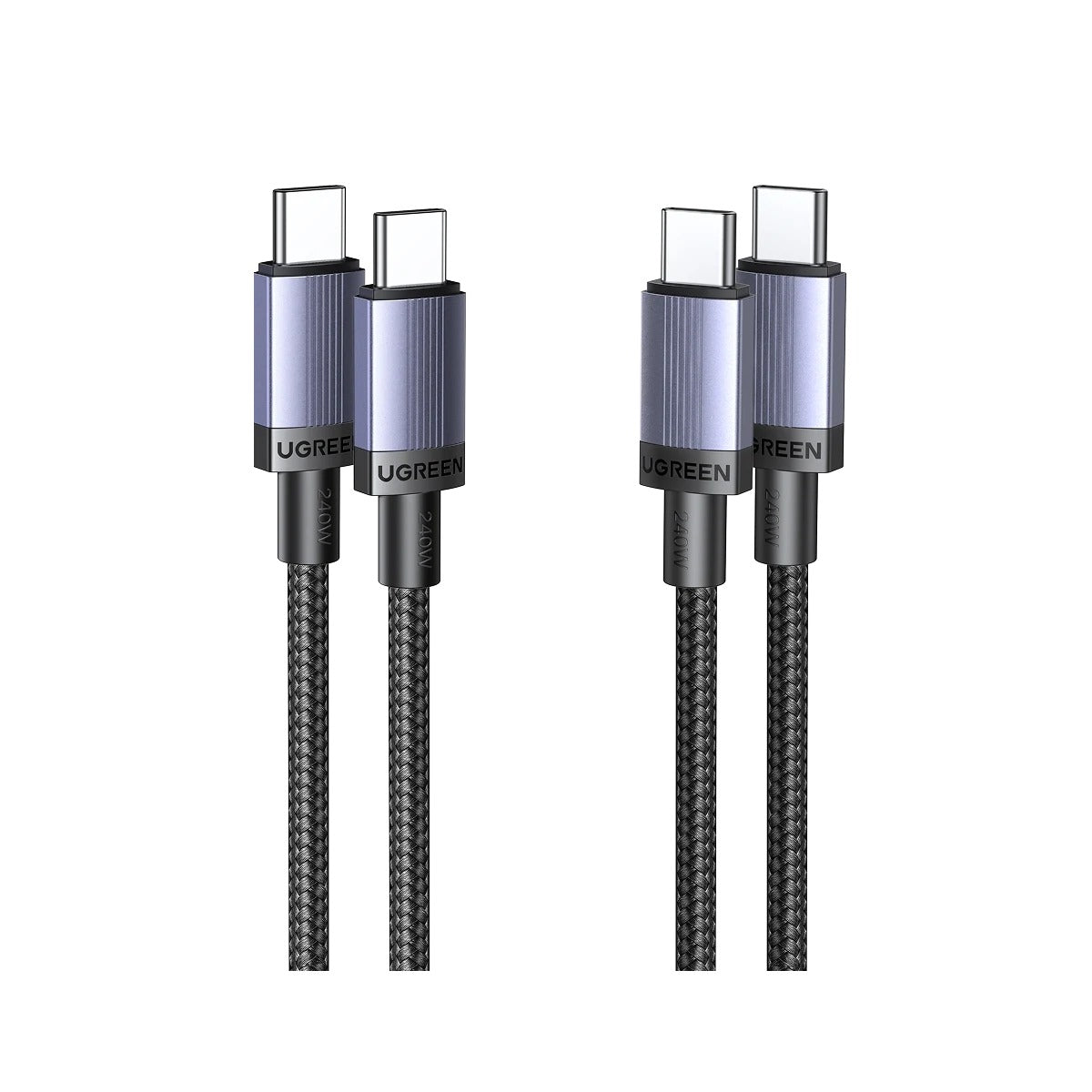 Ugreen USB-C to USB-C 5A/240W Max PD Fast Charging Braided Cable - (Space Gray)