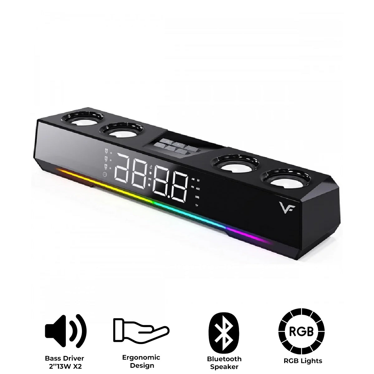 VF Vinnfier Hyperbar U90BT RGB Wireless Portable Soundbar with Alarm Clock Function (U90BT)