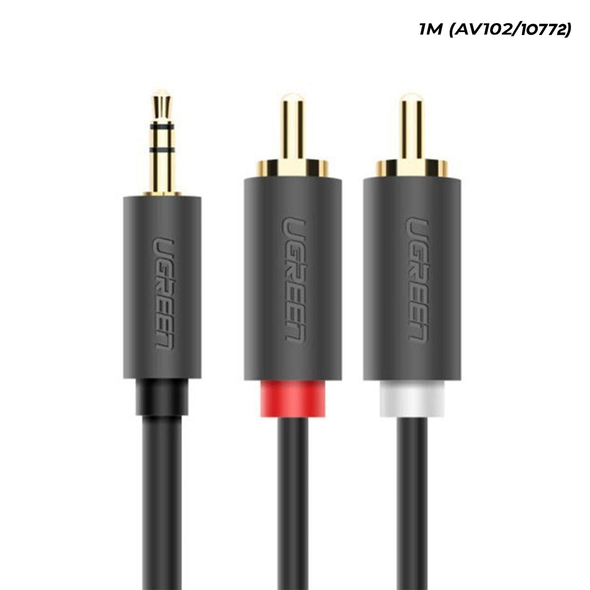 Ugreen 3.5mm Male To 2 RCA Male Audio Cable - Gray (1M, 1.5M, 2M, 3M, 5M)  (AV102/10772, 10511, 10510, 10512, 10513)