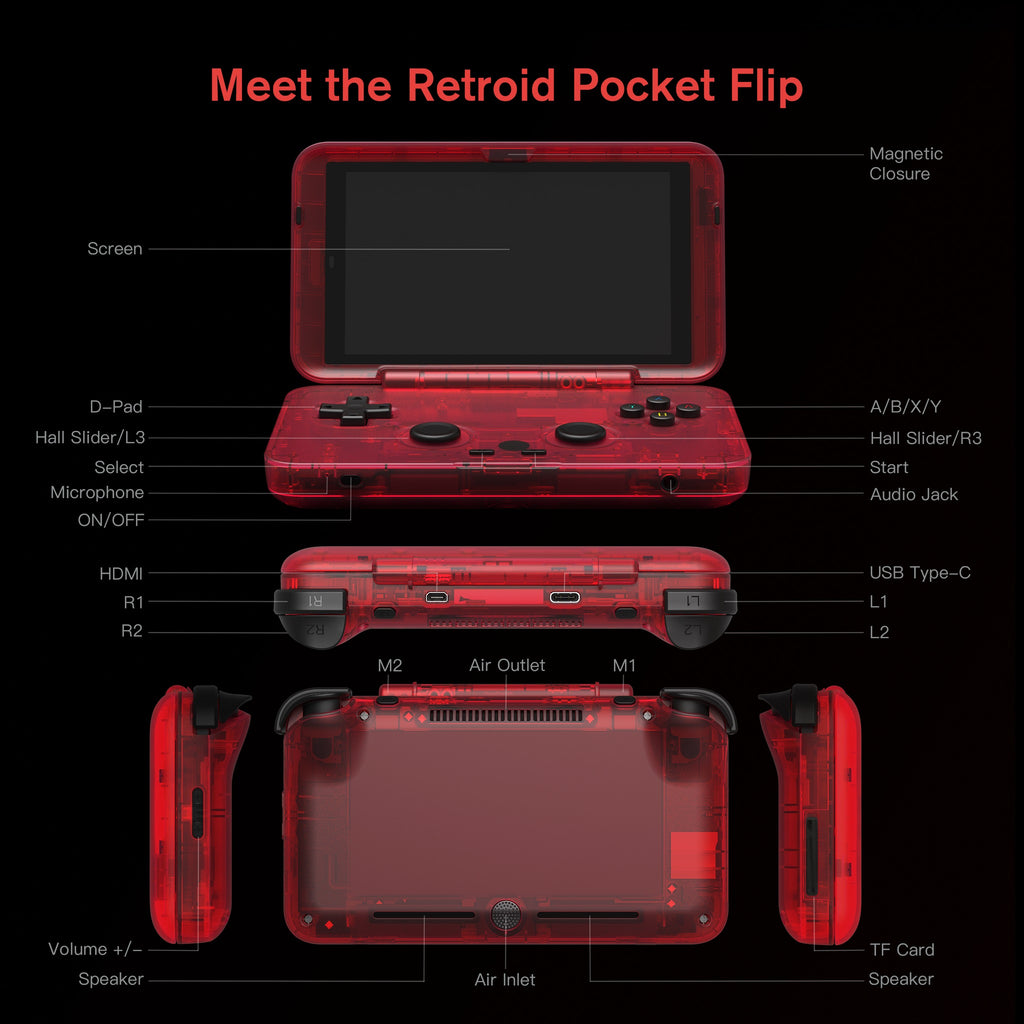Retrix Handheld Retroid Pocket Flip Handheld Retro Gaming System