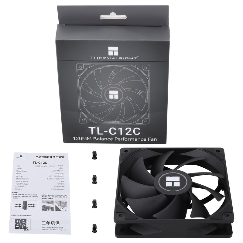 Thermalright TL-C12C 120mm High Performance PWM Case Fan (Black)