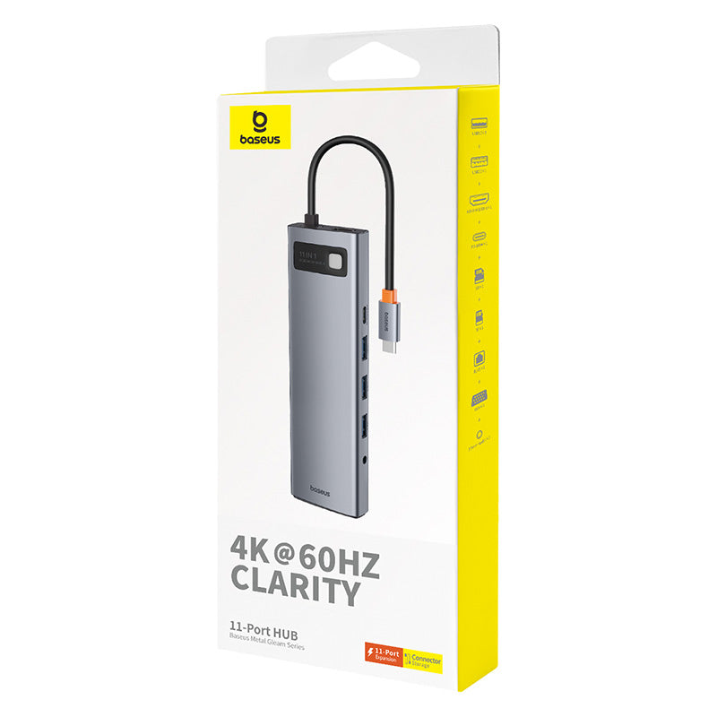Baseus Metal Gleam Series 11-Port Hub USB-C to HDMI 4K@60Hz + VGA + 3xUSB 3.0 + USB 2.0 + USB-C PD