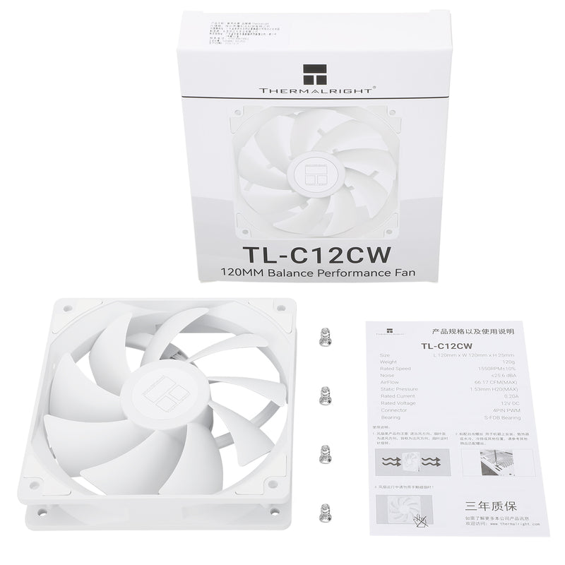 Thermalright TL-C12CW 120mm High Performance PWM Case Fan (White)