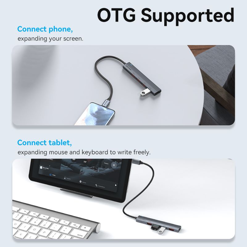 Vention 5-in-1 USB-C Mini Hub - USB-C to USB 3.2 Gen2 Type-A x 4 - 0.15M (CKHHB)