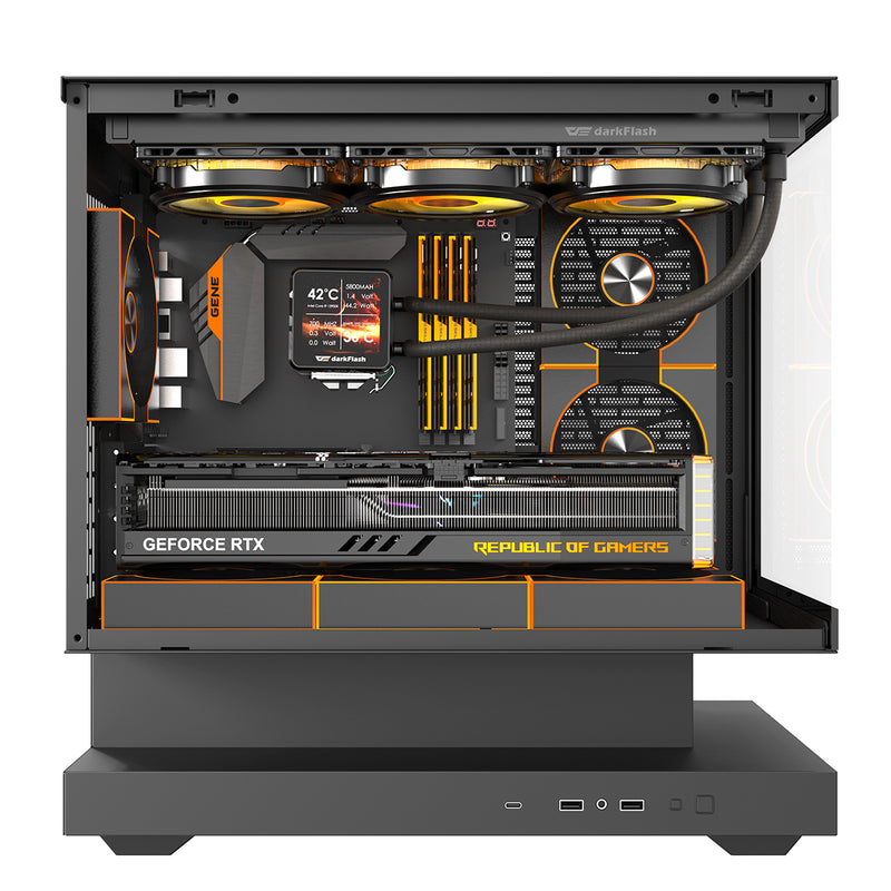 DarkFlash Floatron F1 Art Ultra TG Panel M-ATX PC Case (Black)