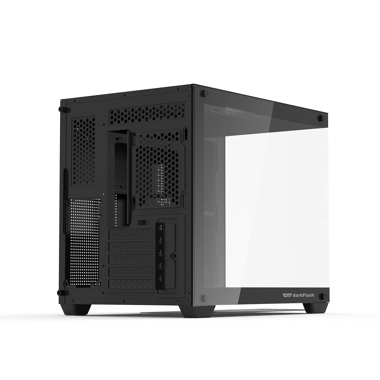 DarkFlash C285MP Exquisite M-ATX PC Case Tempered Glass Panoramic Side Transparent (Black)