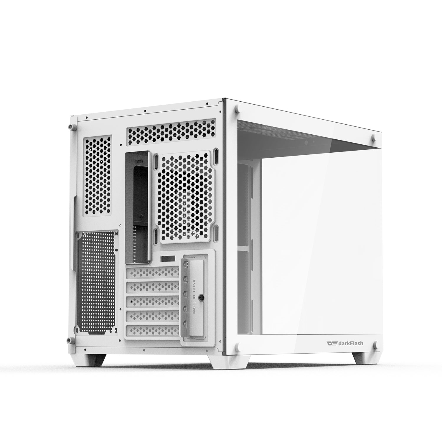 DarkFlash C285MP Exquisite M-ATX PC Case Tempered Glass Panoramic Side Transparent (White)