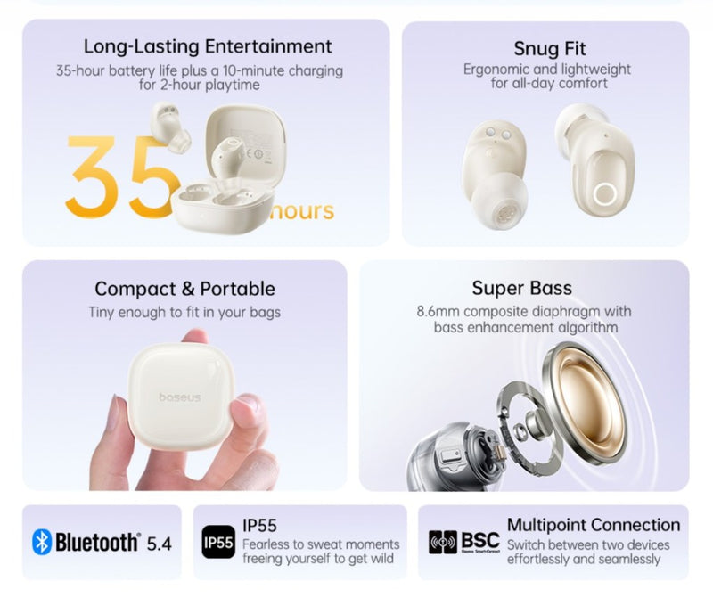 Baseus Bass BD1 Bean-Shaped True Wireless Earbuds | DataBlitz