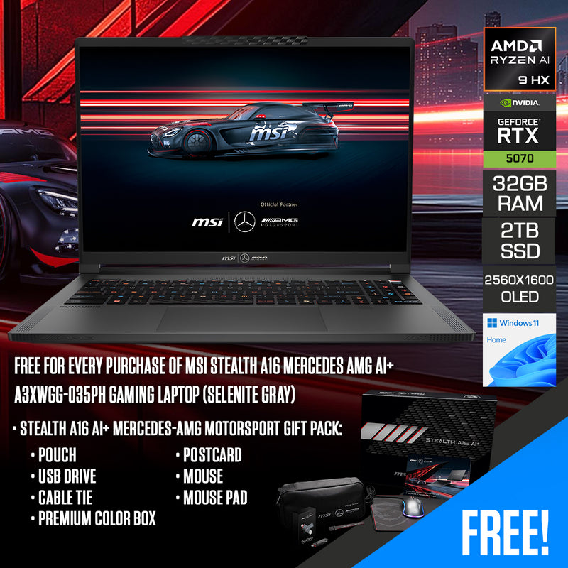 MSI Stealth A16 Mercedes-AMG AI+ A3XWGG-035PH Gaming Laptop (Selenite Gray) | DataBlitz