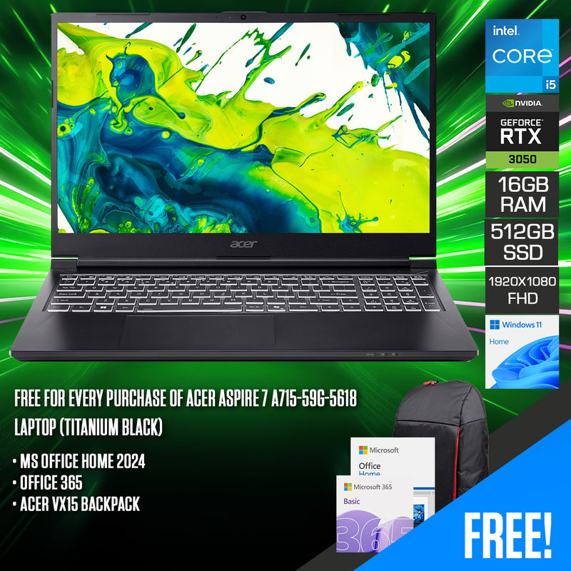 Acer Aspire 7 A715-59G-5618 Laptop (Titanium Black) | DataBlitz