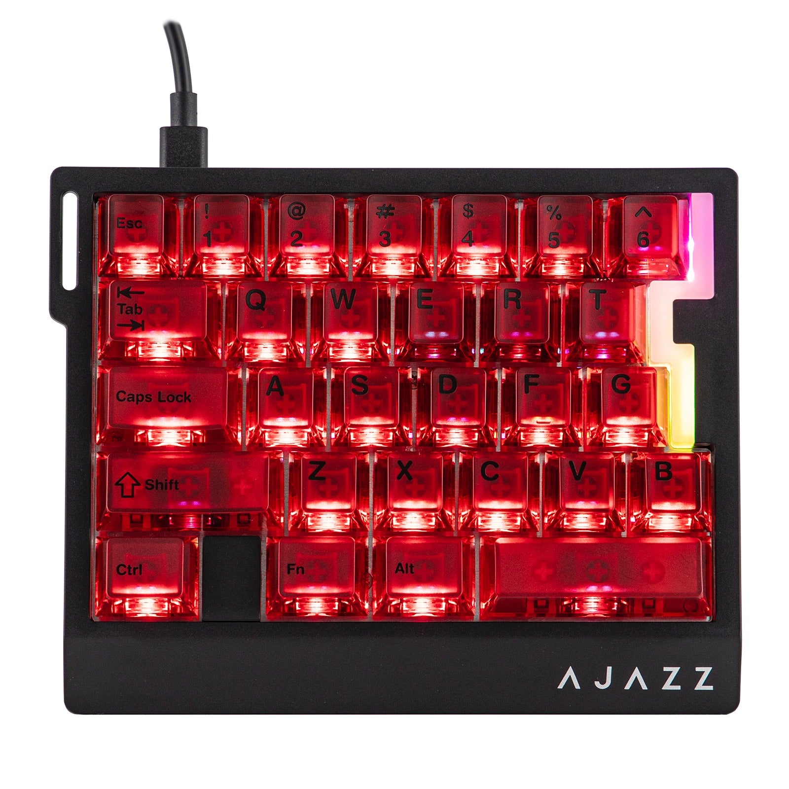 Ajazz AK029 RGB Magnetic Switch Wired 29-Keys Hot-Swappable Mechanical Keyboard (Transparent Red) (Flame Ignation Switch)