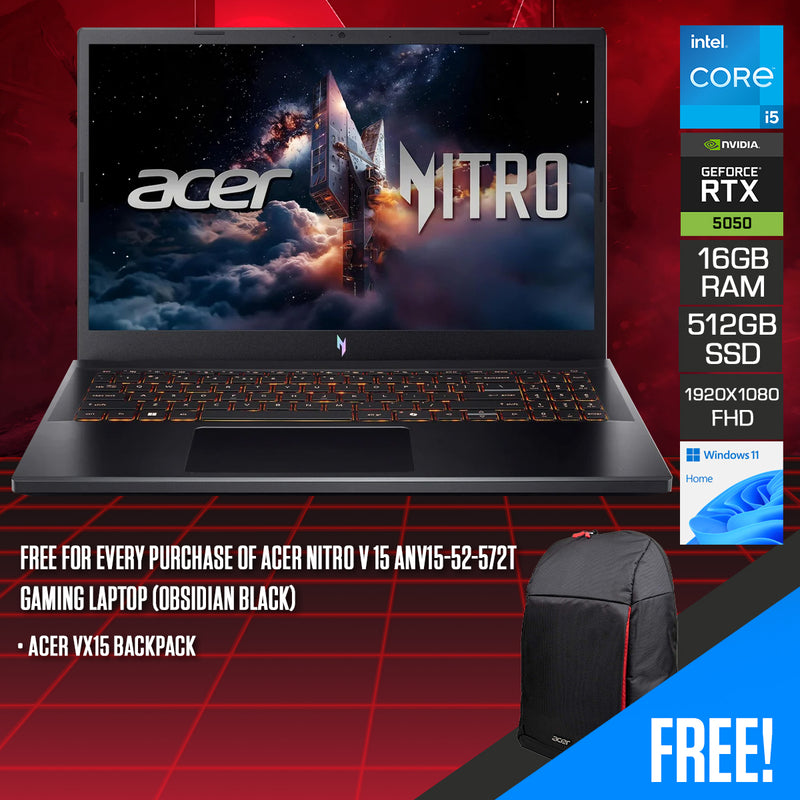 Acer Nitro V 15 ANV15-52-572T Gaming Laptop (Obsidian Black)