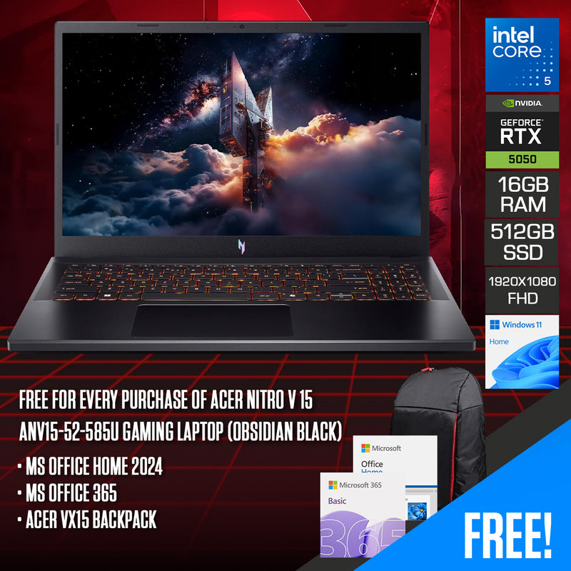 Acer Nitro V 15 ANV15-52-585U Gaming Laptop (Obsidian Black)