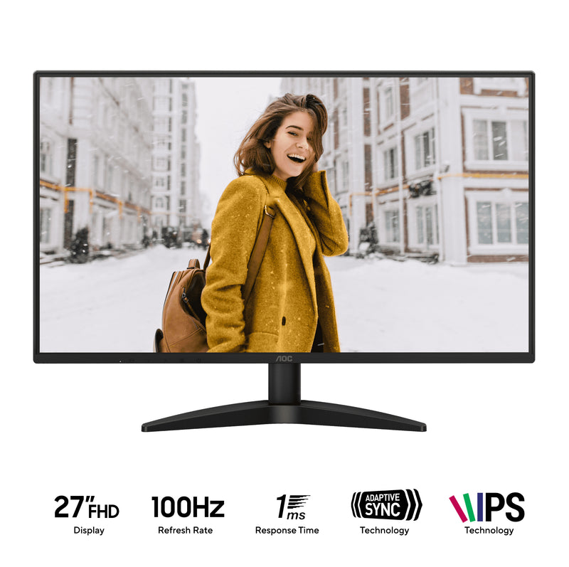 AOC 27B36H 27" FHD (1920x1080) 100Hz 1ms MPRT IPS 3-Sided Frameless Monitor (Black)