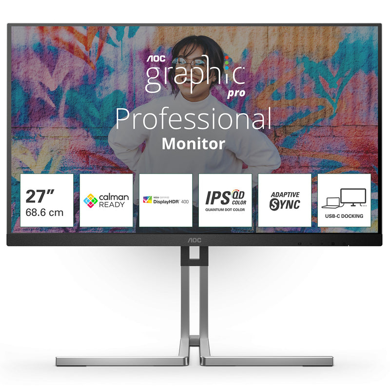 AOC Graphic Pro Q27U3CV/71 27" QHD (2560x1440) 75Hz 4ms GtG IPS QD 3-Sided Frameless Monitor