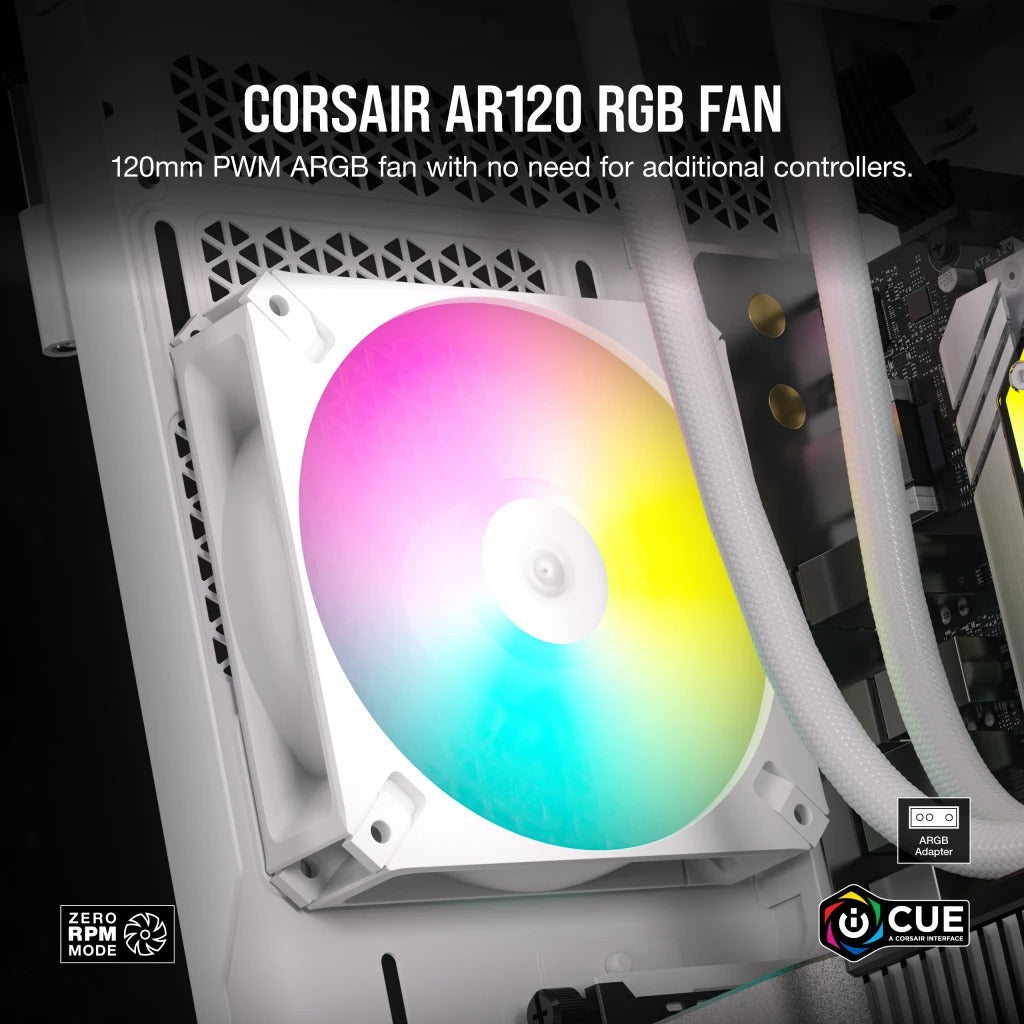 Corsair R120 Corsair iCUE AR120 Digital RGB 120mm PWM Fan (White) (Single Pack)