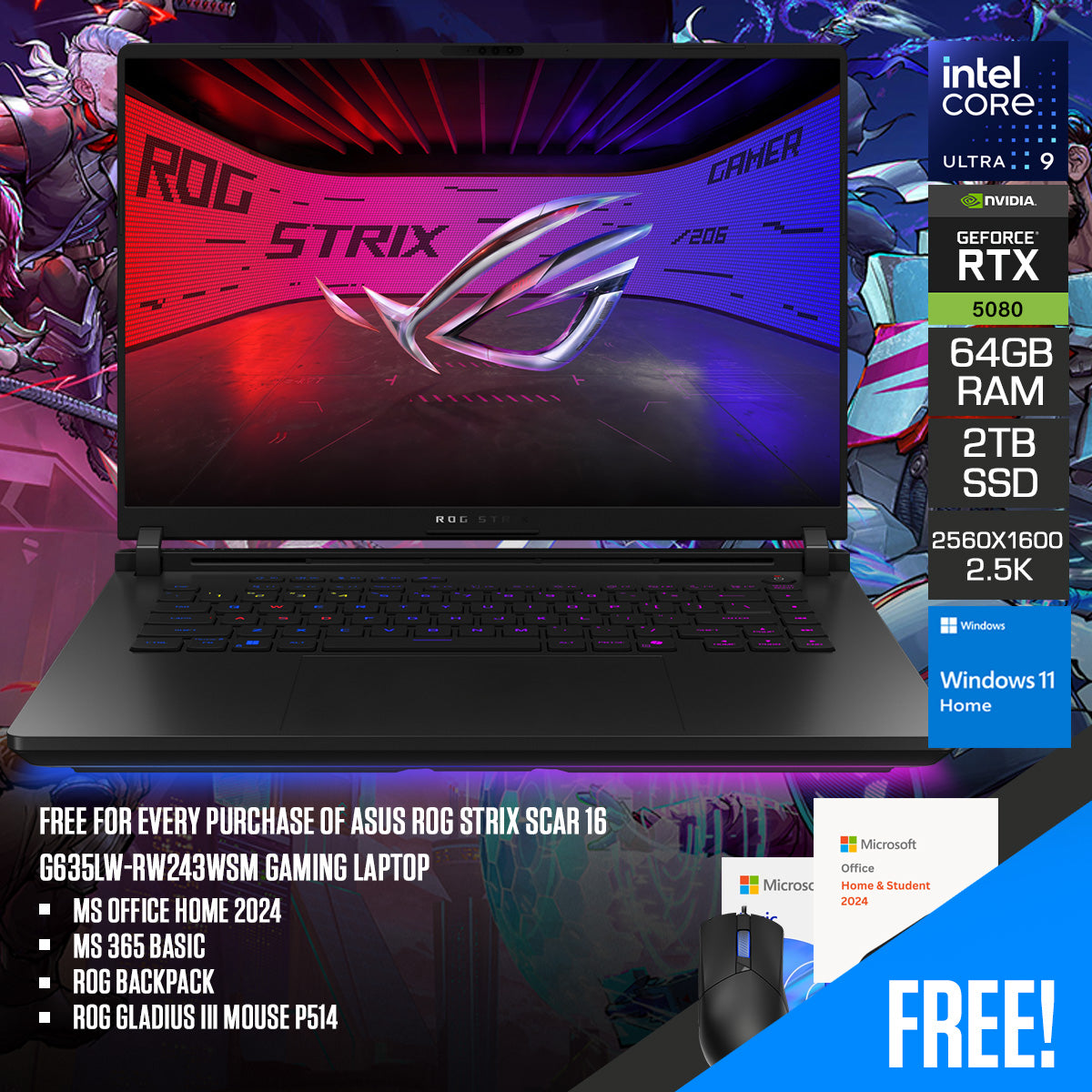 ASUS ROG Strix Scar 16 G635LW-RW243WSM Gaming Laptop