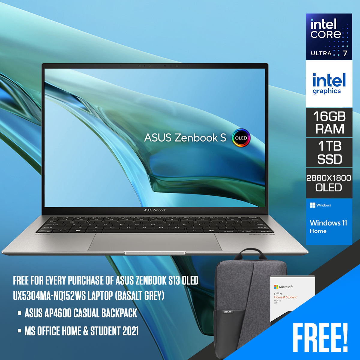 ASUS Zenbook S13 OLED UX5304MA-NQ152WS (Basalt Grey) 
