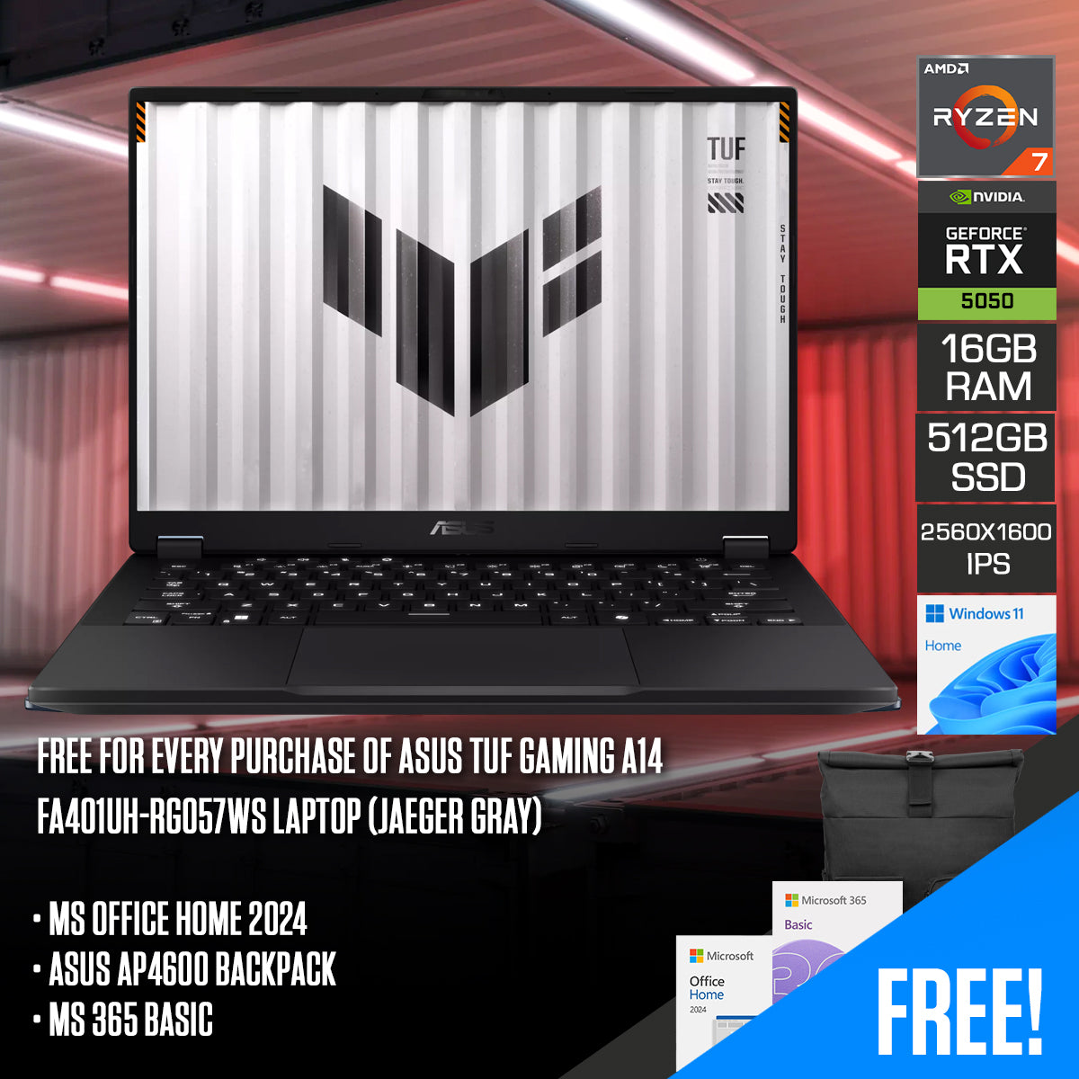 ASUS TUF Gaming A14 FA401UH-RG057WS Laptop (Jaeger Gray)