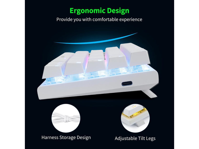 E-Yooso Z-11 Tri-Mode RGB 63 Keys Hot Swappable Mechanical Keyboard White