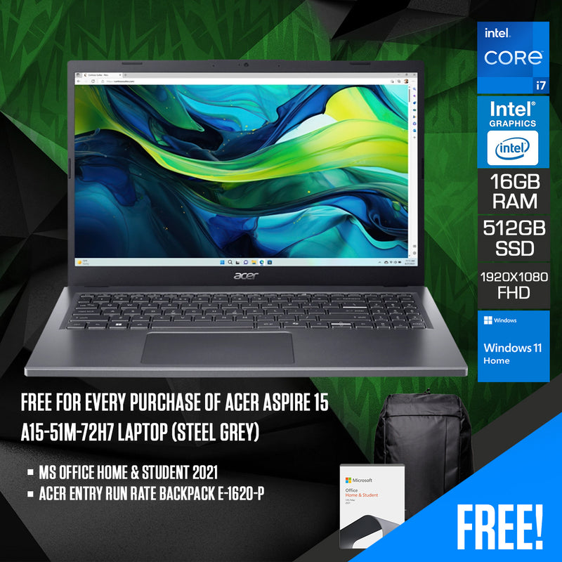 Acer Aspire 15 A15-51M-72H7 Laptop (Steel Grey)