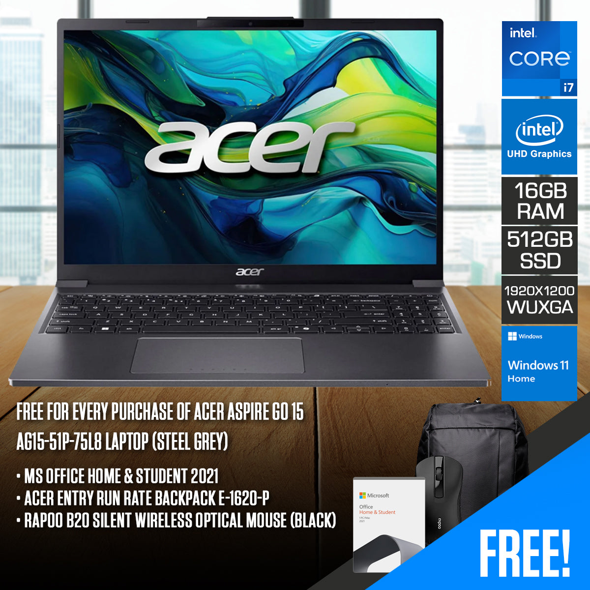 Acer Aspire Go 15 AG15-51P-75L8 Laptop (Steel Grey) - DataBlitz