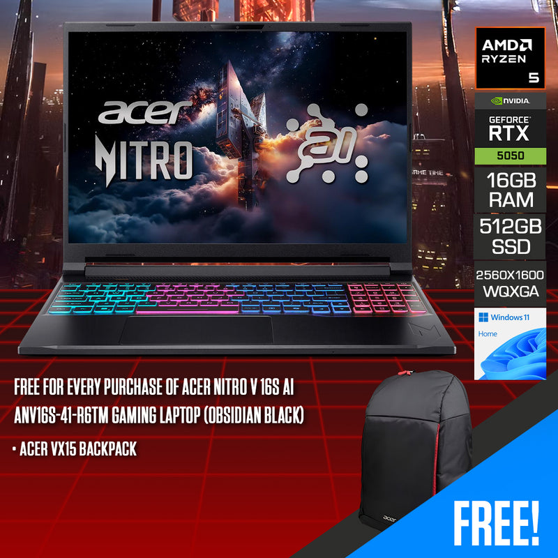 Acer Nitro V 16S AI ANV16S-41-R6TM Gaming Laptop (Obsidian Black) | DataBlitz