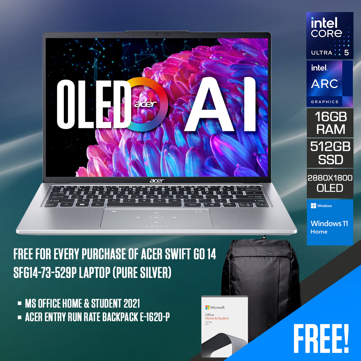 Acer Swift Go 14 SFG14-73-529P Laptop (Pure Silver) 