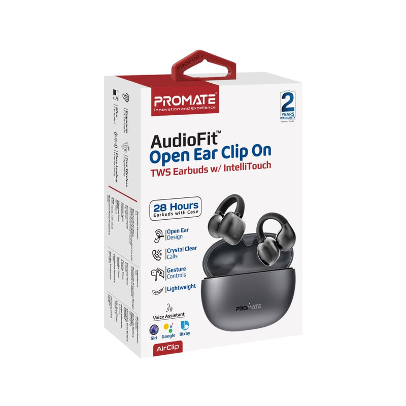 Promate AirClip AudioFit Open Ear Clip on TWS Earbuds with IntelliTouch | DataBlitz