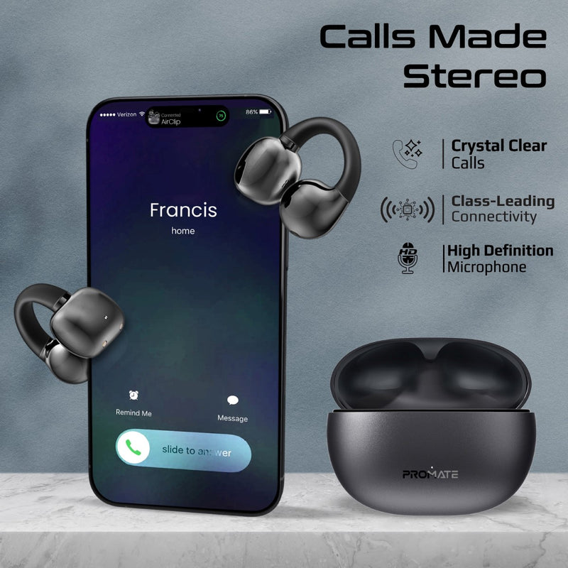 Promate AirClip AudioFit Open Ear Clip on TWS Earbuds with IntelliTouch | DataBlitz