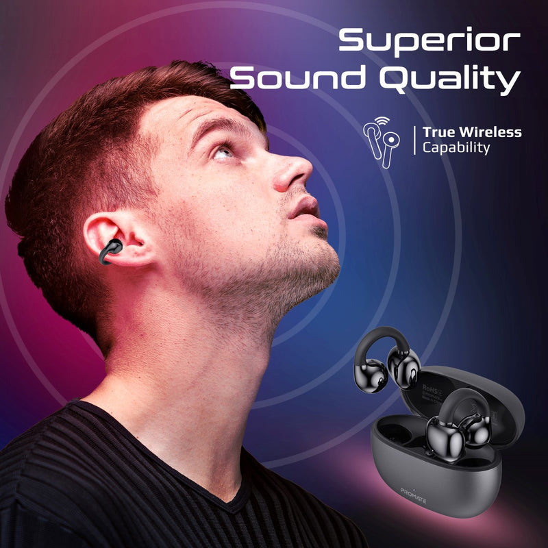 Promate AirClip AudioFit Open Ear Clip on TWS Earbuds with IntelliTouch | DataBlitz
