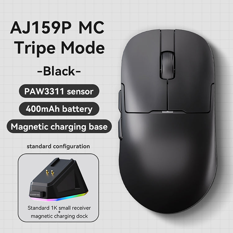 Ajazz AJ159P MC Tri-Mode Gaming Mouse (Black, White)