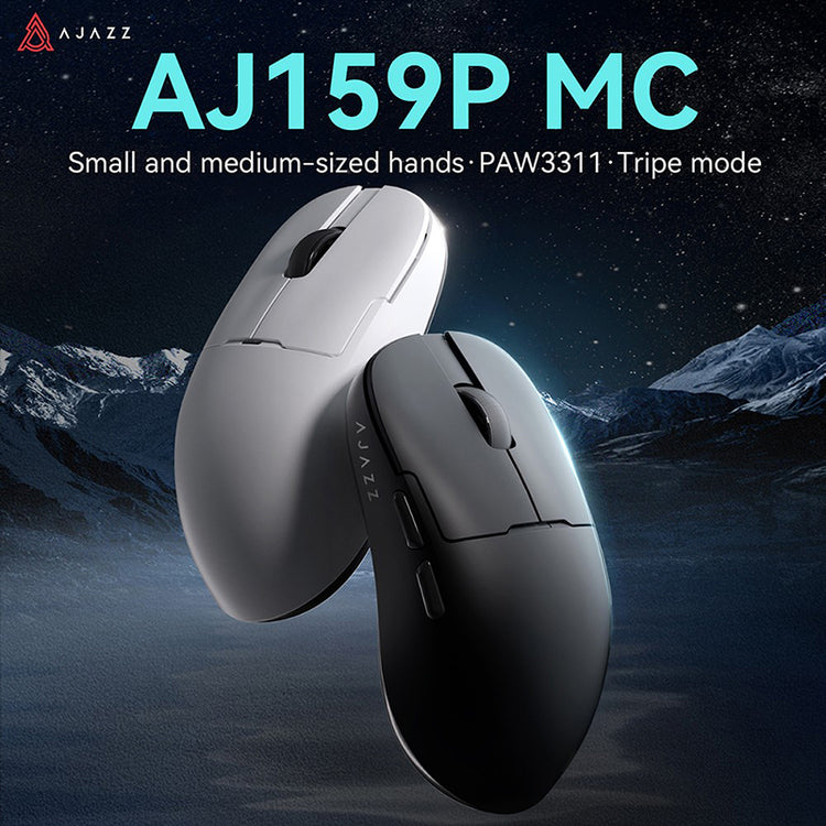 Ajazz AJ159P MC Tri-Mode Gaming Mouse (Black, White)