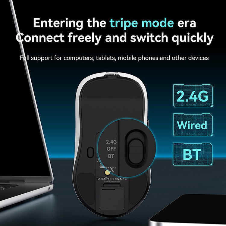 Ajazz AJ159P MC Tri-Mode Gaming Mouse (Black, White)