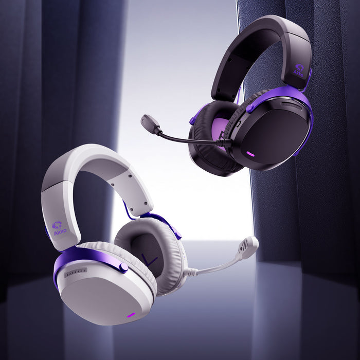 Akko GH300 Tri-Mode Gaming Headset with Microphone (Black, White)